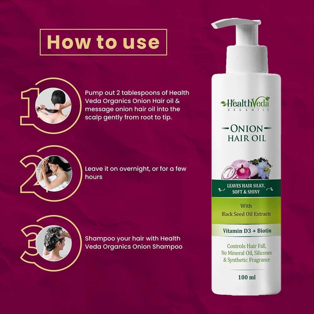 4 - Health Veda Organics Onion Hair Oil,  100 ml  for All Hair Type 