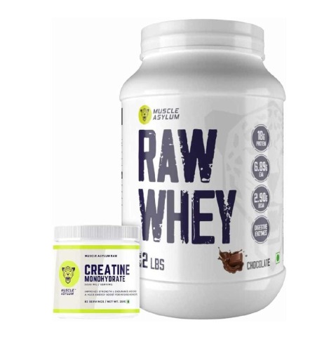Muscle Asylum Raw Whey & Creatine Monohydrate Combo, 2 Piece(s)/Pack Chocolate & 0.55lb Creatine