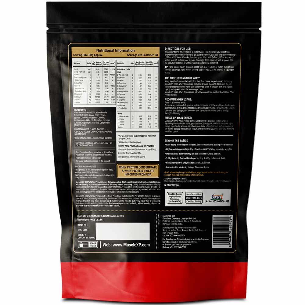 2 - MuscleXP 100% Whey Protein with Digestive Enzyme,  2.2 lb  Double Chocolate 