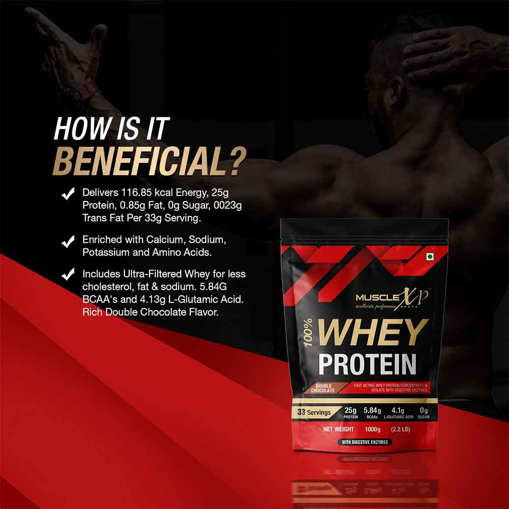 7 - MuscleXP 100% Whey Protein with Digestive Enzyme,  2.2 lb  Double Chocolate 