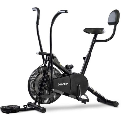 1 - beatXP Vortex Plus 4M Air Bike Exercise Cycle With Adjustable Cushioned Seat, Moving Handles, Back Support & Tummy Twister (Black)
