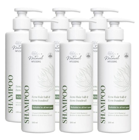 1 - Natural Infusions Zero Hair Fall & Zero Dandruff Shampoo,  250 ml  Infused with Redensyl (Pack of 6) 