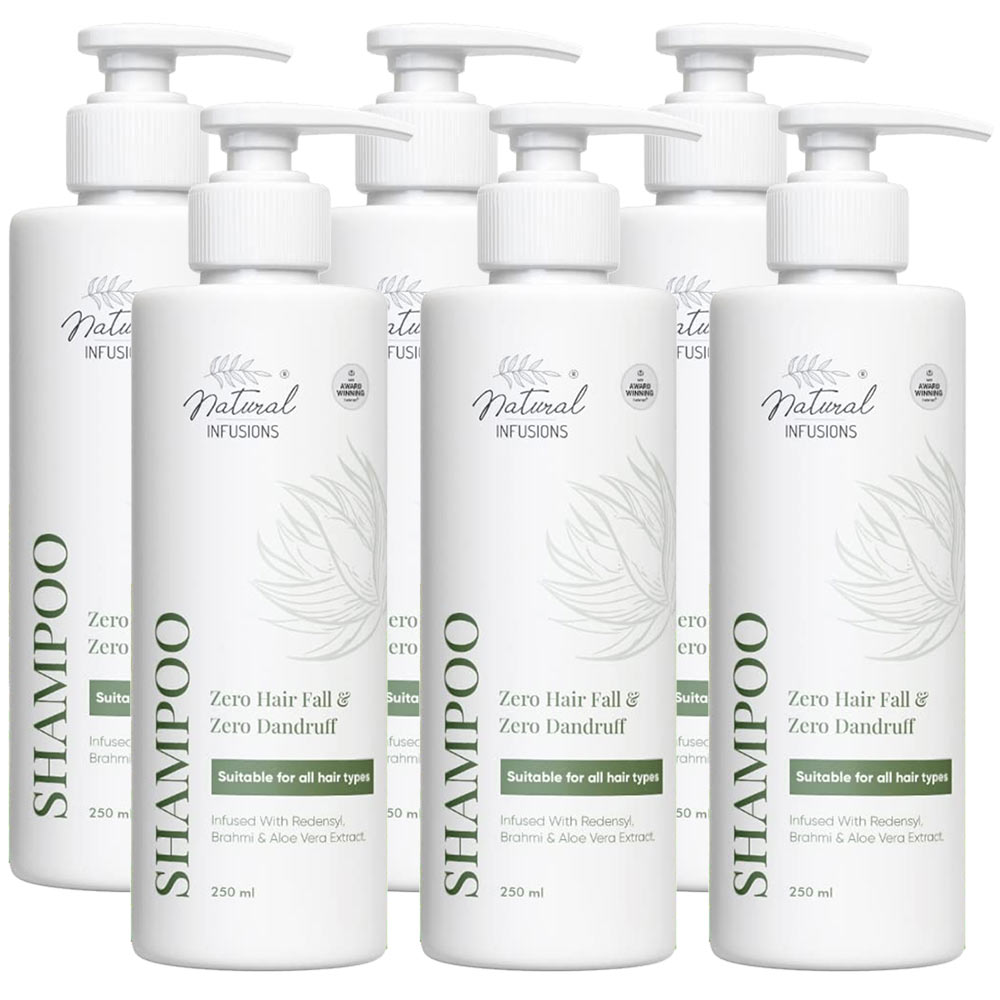 1 - Natural Infusions Zero Hair Fall & Zero Dandruff Shampoo,  250 ml  Infused with Redensyl (Pack of 6) 