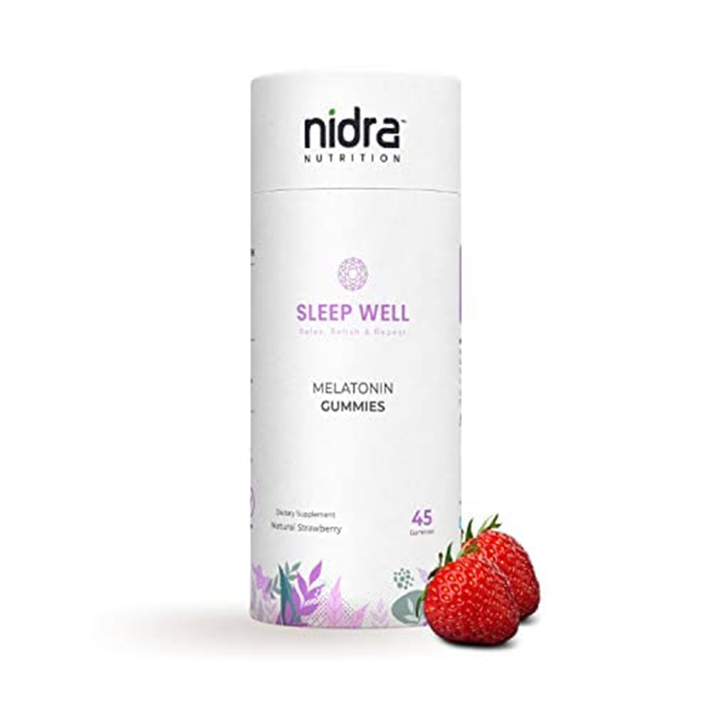 2 - Nidra Nutrition Sleep Well Melatonin,  45 gummies  Strawberry (Pack of 3) 