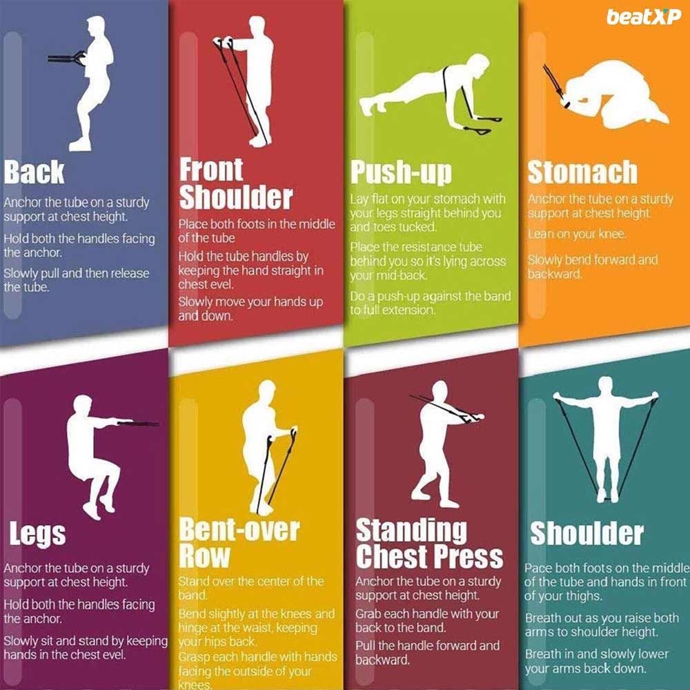 5 - beatXP Single Toning Tube with Adjustable Comfort Handles,  Green  54inch - 35 Lbs 