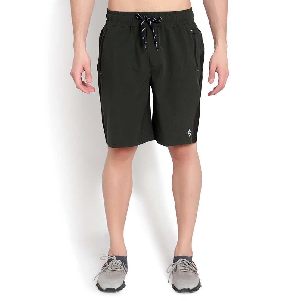 3 - John Ally Dry-Fit Gym Workout Shorts with Zipper Pockets,  Medium  Dark Olive Green 