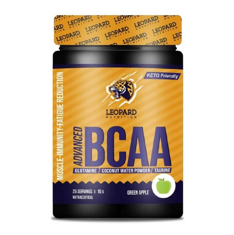 1 - Leopard Nutrition Advanced BCAA,  0.55 lb  25 Servings  Green Apple 