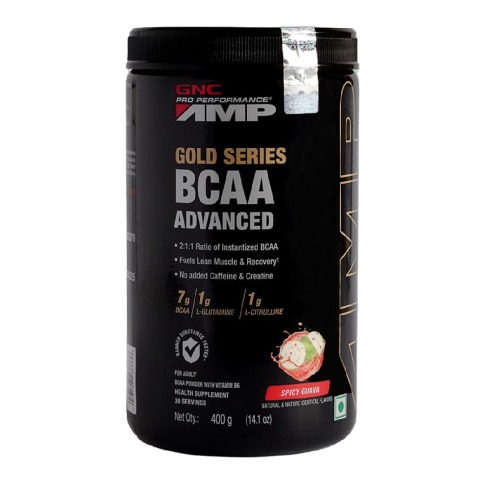 1 - GNC AMP Gold Series BCAA Advanced, 0.88 lb 30 Servings Spicy Guava