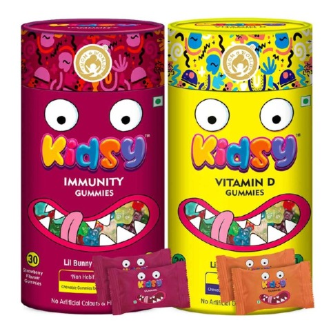 1 - Mom & World Kidsy Immunity & Vitamin D Combo, 2 Piece(s)/Pack Strawberry & Lemon