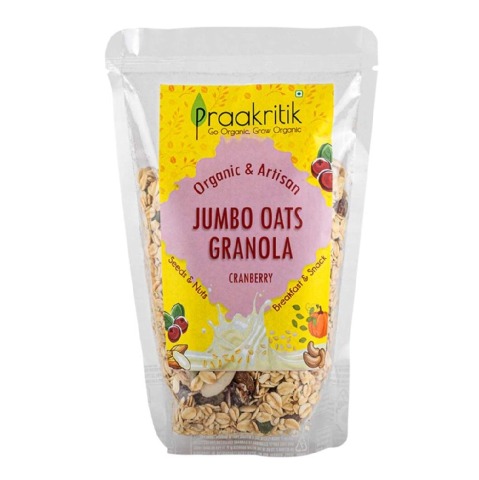 1 - Praakritik Organic Jumbo Oats Granola, 300 g Cranberry