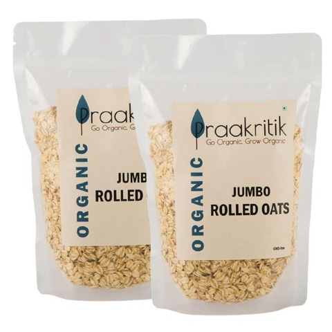 1 - Praakritik Organic Jumbo Rolled Oats (Pack of 2),  500 g  Unflavoured 