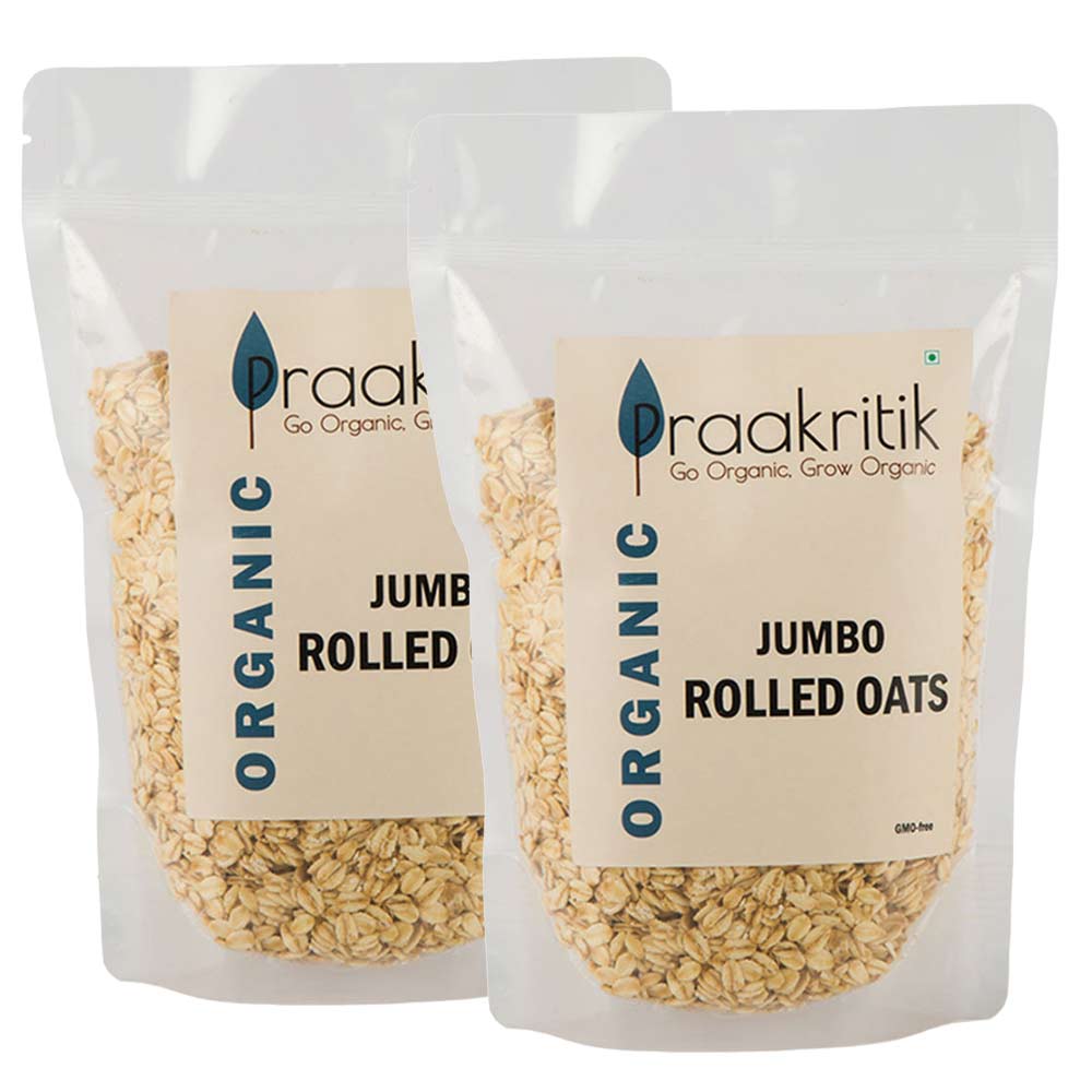1 - Praakritik Organic Jumbo Rolled Oats (Pack of 2),  500 g  Unflavoured 