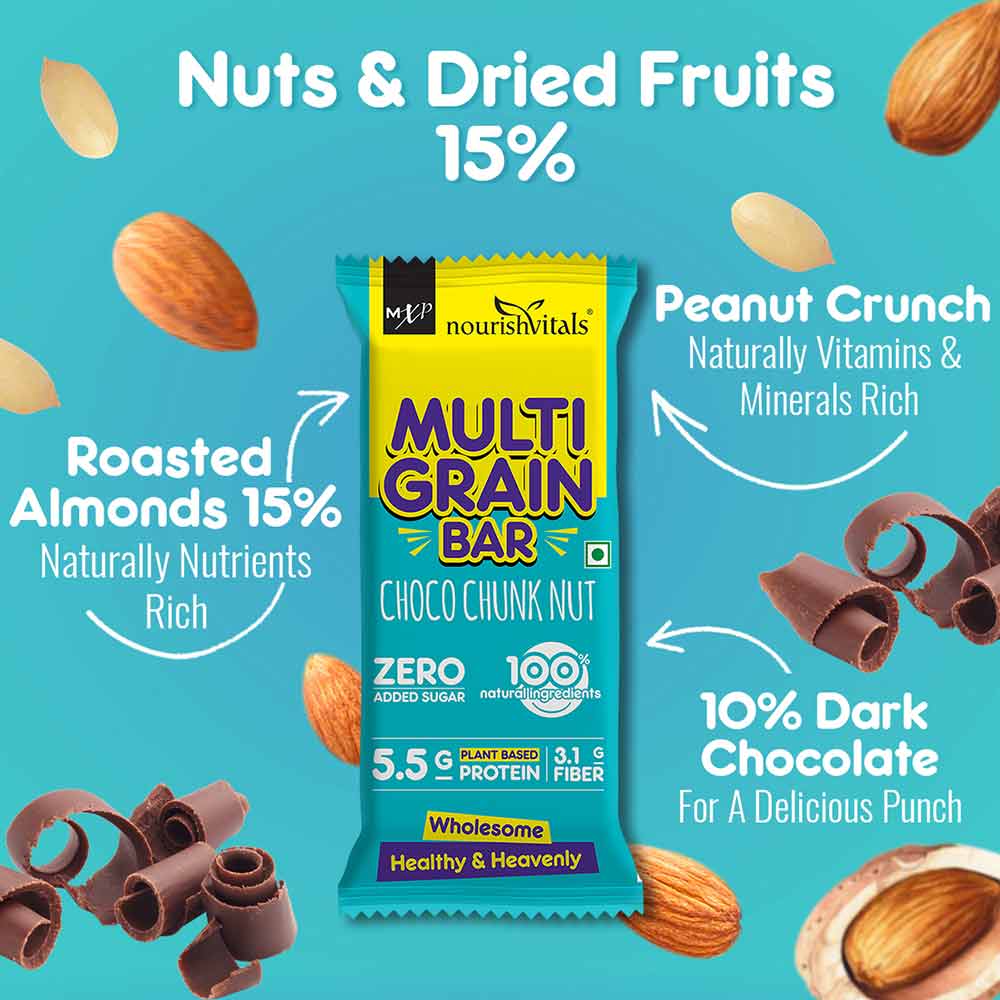 1 - NourishVitals Multi Grain Bar,  5 bar(s)  Choco Chunk Nut 