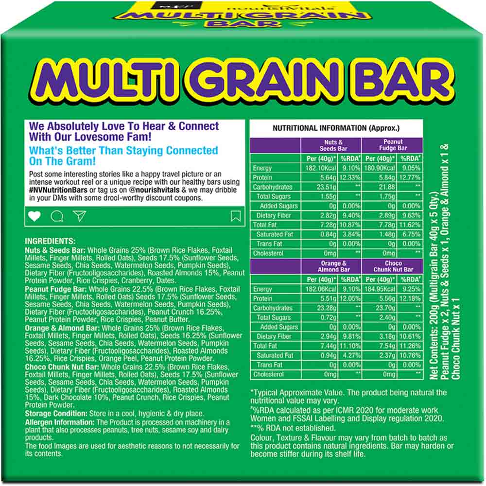 9 - NourishVitals Multi Grain Bar,  5 bar(s)  Mix Flavour 