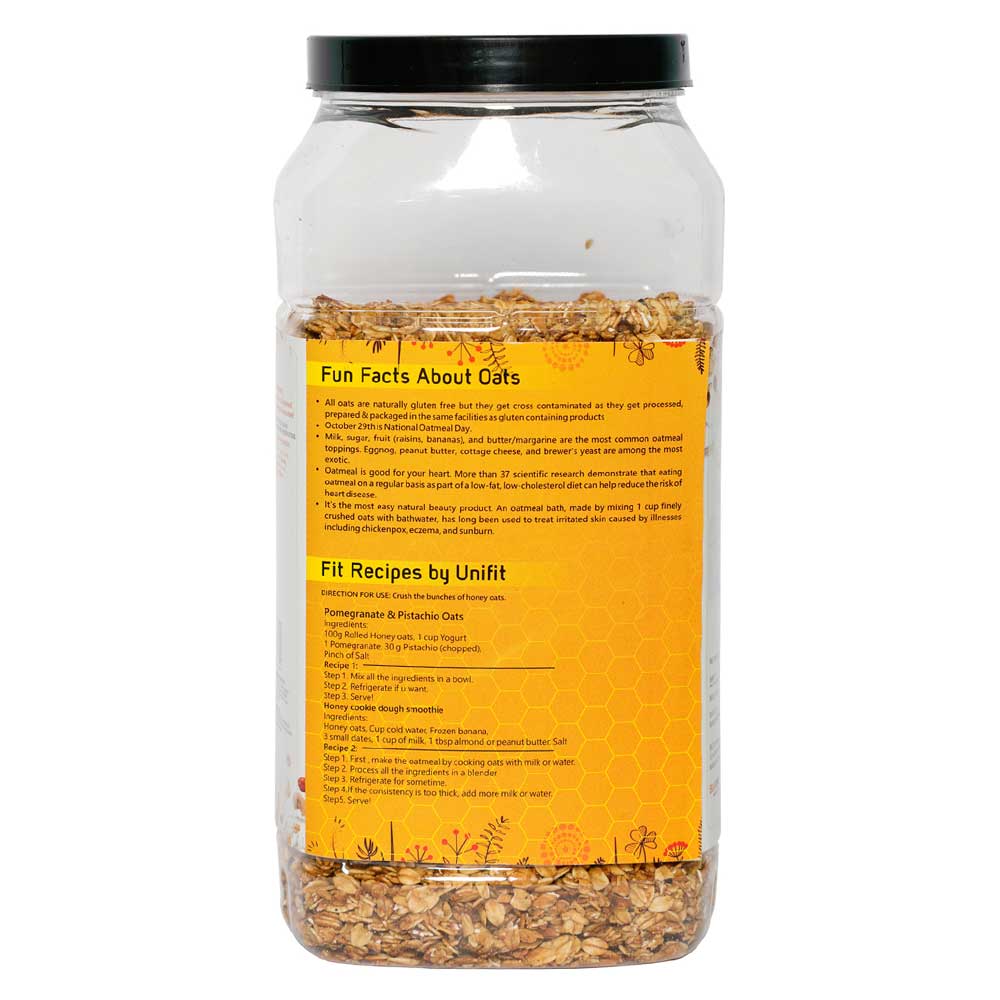 3 - UNIFIT Honey Rolled Oats,  1 kg  Unflavoured 
