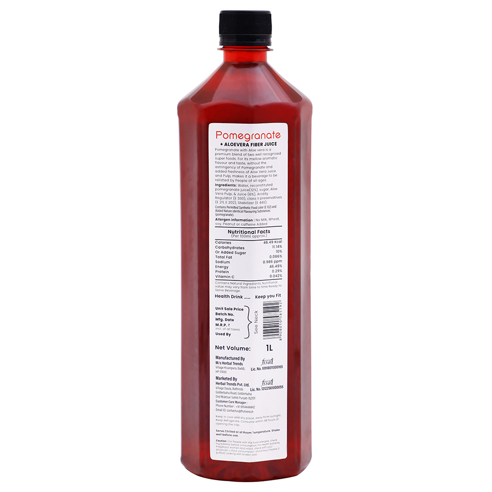 2 - FrutVera Pomegranate + Aloevera Fiber Juice,  Unflavoured  1 L 