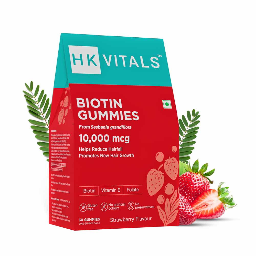 1 - HK Vitals Biotin (10000 mcg) by  HealthKart,  30 gummies  Strawberry
