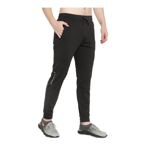 1 - John Ally Jogger Track Pant for Men with Two Zipper Pockets and Premium Fabric,  Jet Black  XXL 