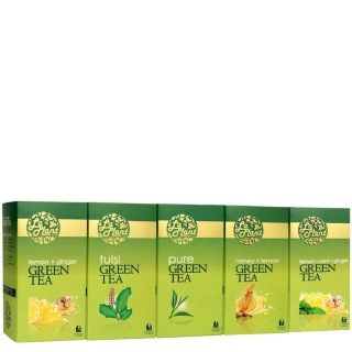 Laplant Green Tea Collection XIV, 125 Tea Bag(s) Lemon Ginger, Tulsi, Pure, Honey Lemon & Lemon Mint Ginger