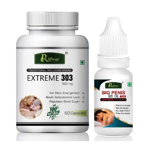 1 - Riffway Extreme 303 60 Capsules & Big Penis Size Oil 15 ml Combo,  2 Piece(s)/Pack 