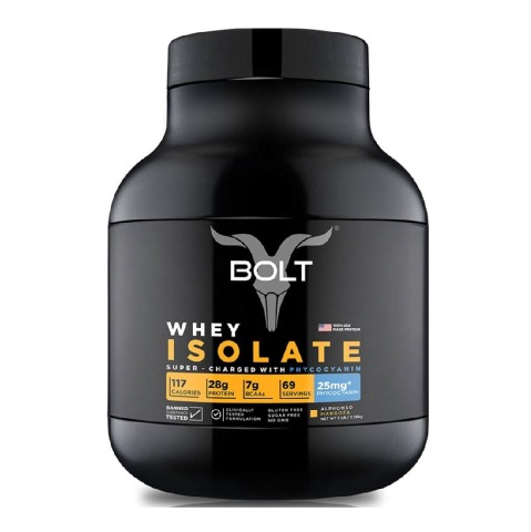 1 - Bolt Whey Isolate Super-Charged With Phycocyanin,  5 lb  Alphonso Mangoza 