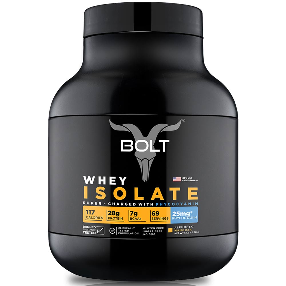 1 - Bolt Whey Isolate Super-Charged With Phycocyanin,  5 lb  Alphonso Mangoza 