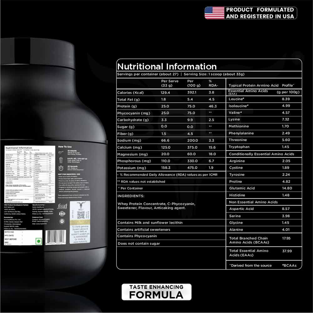 3 - Bolt Whey Protein Super-Charged With Phycocyanin,  2 lb  Alphonso Mangoza 