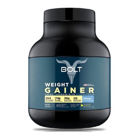 1 - Bolt Weight Gainer Super-Charged with Phycocyanin,  5 lb  Jalgon Banana with Free Shaker 