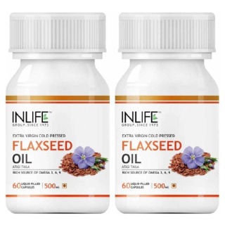INLIFE Flaxseed Oil Omega 3,6,9 (Pack of 2), 60 capsules