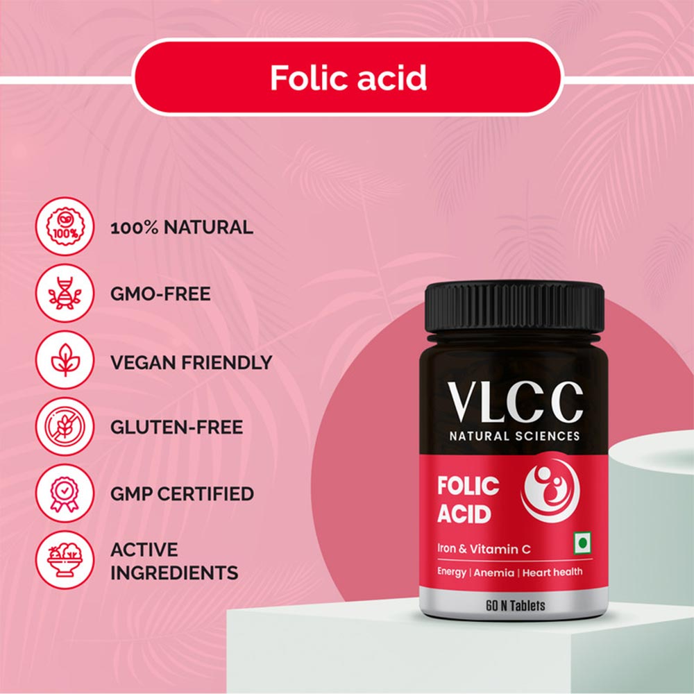 3 - VLCC Natural Sciences Folic Acid with Iron & Vitamin C,  Unflavoured (Pack of 3)  60 tablet(s) 