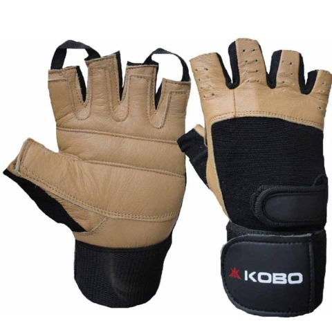 KOBO Gym Gloves (WTG-02),  Brown & Black  Medium 