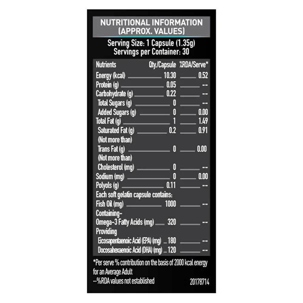 MuscleBlaze Omega 3 Fish Oil (1000 mg), 30 capsules - Pack of 2