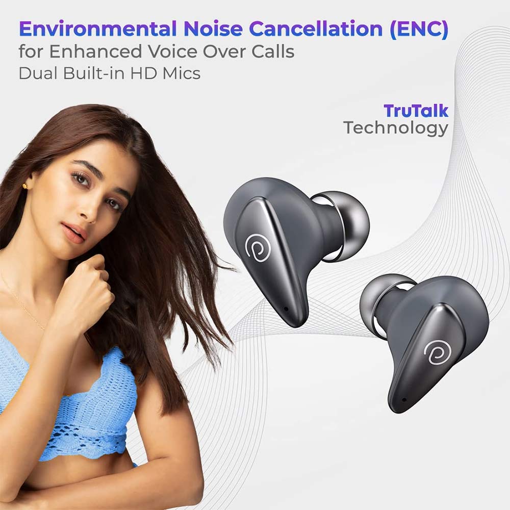 3 - Ptron Bassbuds Wave ENC TWS,  Grey 