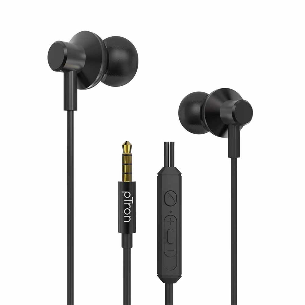 1 - Ptron Pride Lite HBE Wired Earphones,  Black 