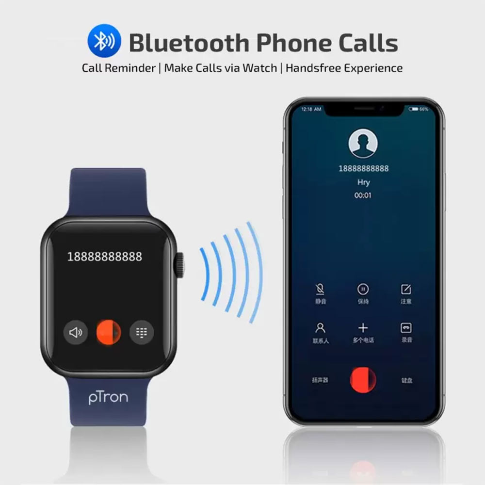 4 - Ptron Pulsefit P261 Smartwatch,  Blue  Free Size 
