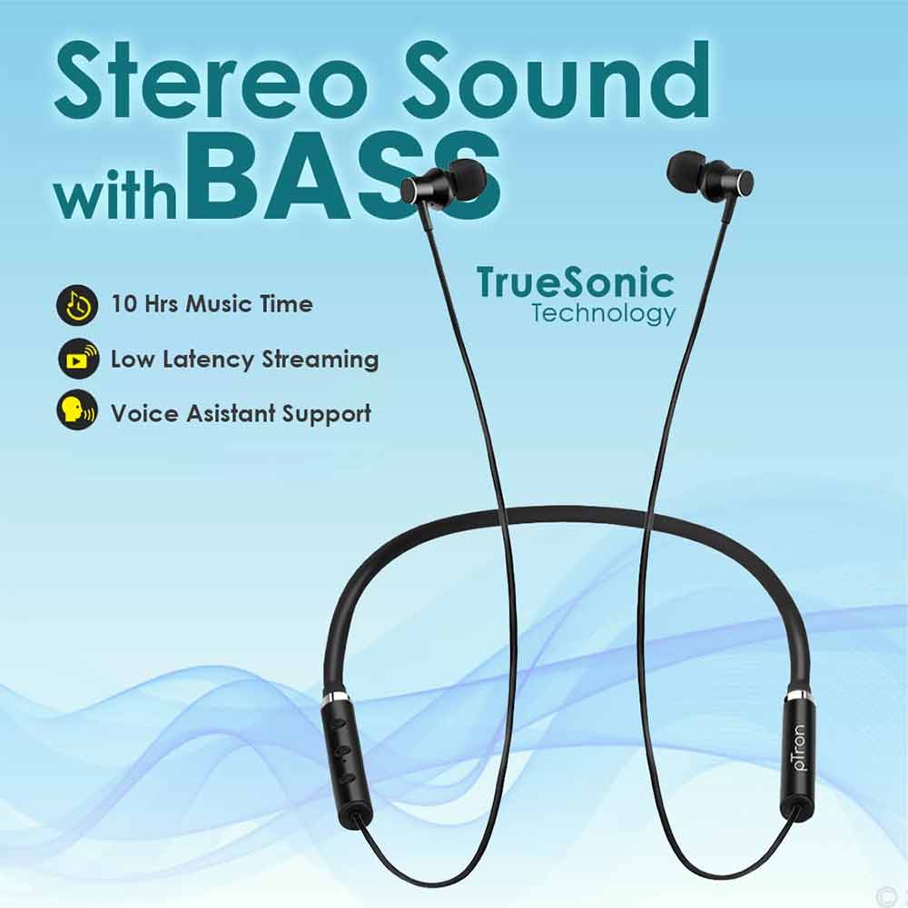 4 - Ptron Tangent Beats Magnetic Wireless Neckband,  Black 