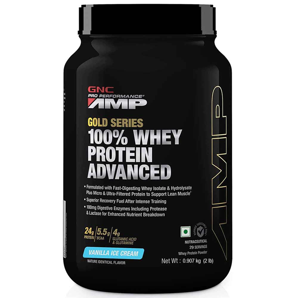 1 - GNC Amp Gold Series 100% Whey Protein Advanced,  2 lb  Vanila Ice Cream 
