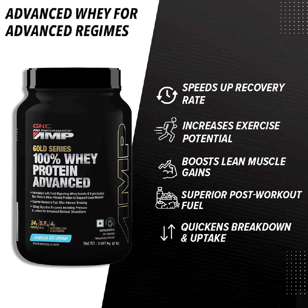 2 - GNC Amp Gold Series 100% Whey Protein Advanced,  2 lb  Vanila Ice Cream 