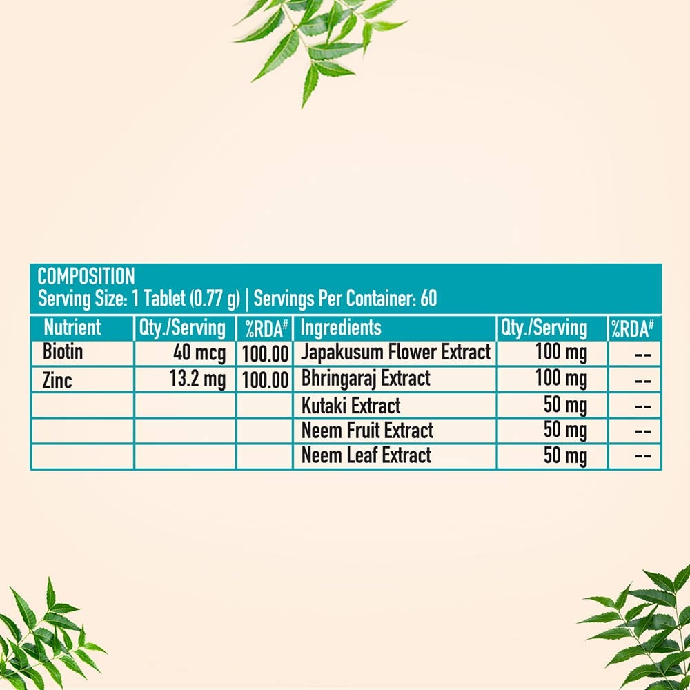 4 - HK Vitals Biotin with Neem by HealthKart,  60 tablet(s)  Unflavoured 