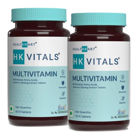 HealthKart HK Vitals Multivitamin with Multimineral,Taurine & Ginseng Extract 60 tablet(s) Unflavoured - Pack of 2