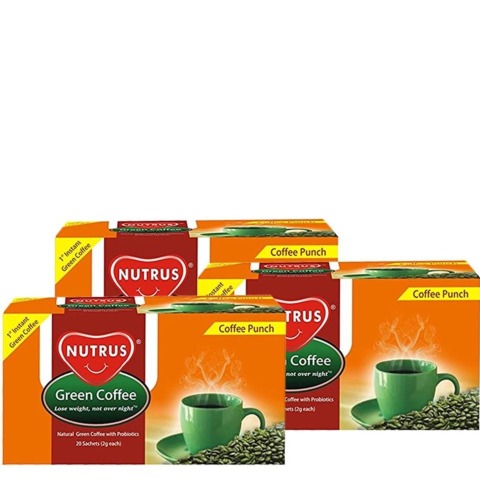 Nutrus Green Coffee Punch (Pack of 3),  20 sachets/pack 