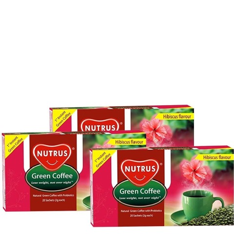 Nutrus Green coffee Hibiscus - Pack of 3,  20 sachets/pack 