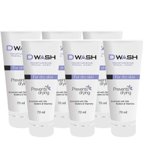 1 - Dwash Moisturising Facial Wash,  70 ml  for Dry Skin (Pack of 6) 