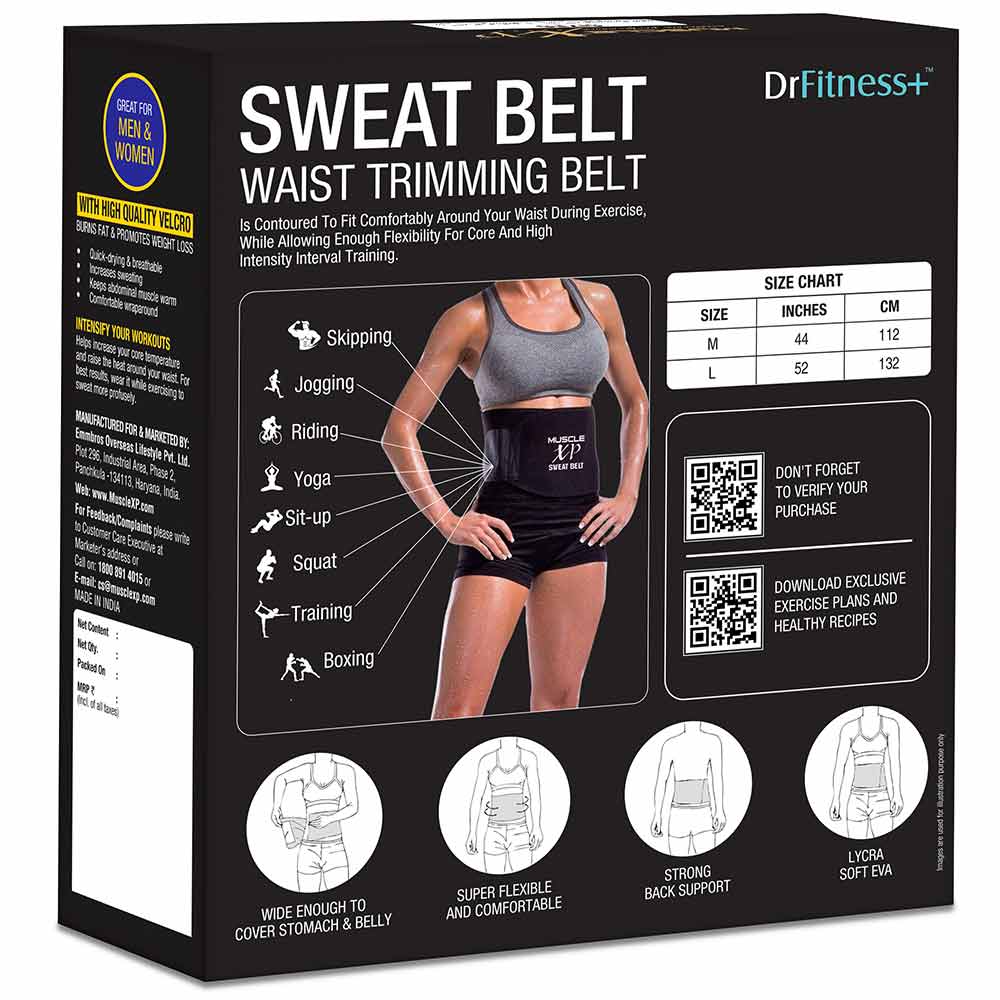 10 - MuscleXP Sweat Belt,  Black  46 inches 
