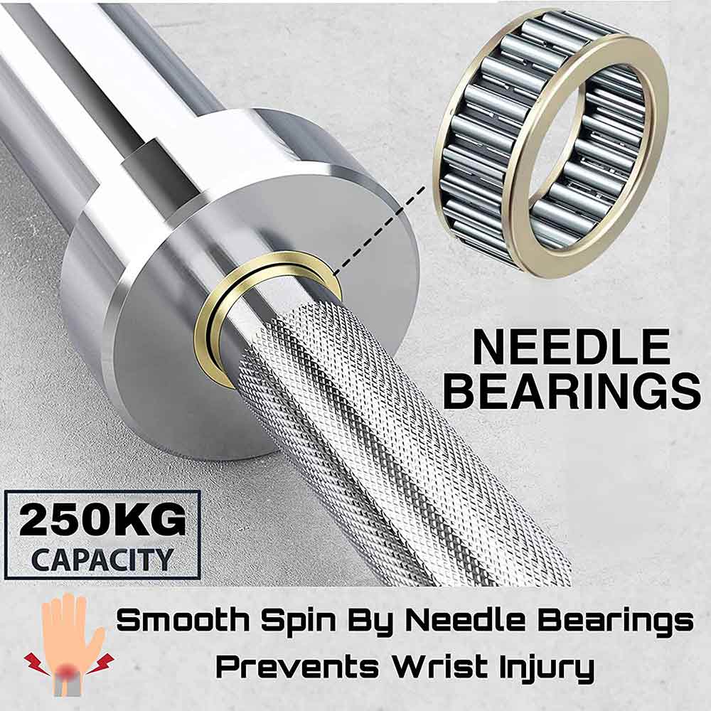 5 - BULLAR 4 Feet Olympic Barbell Rod,  Silver (Clamp Lock) 