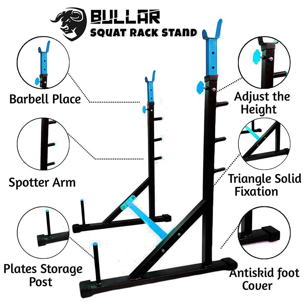2 - BULLAR Squat Stand for Home Gym,  Black & Blue 