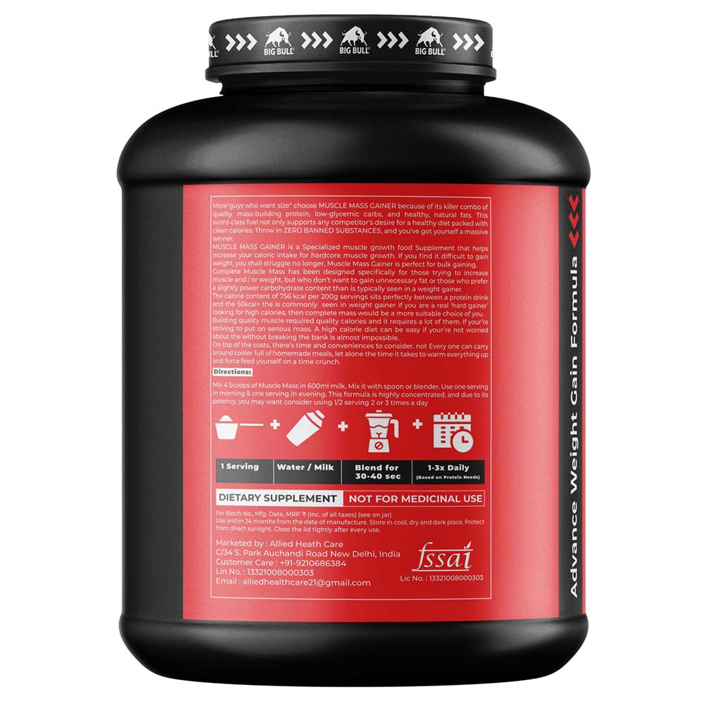 3 - Big Bull Muscle Mass,  6.6 lb  Chocolate Fudge 