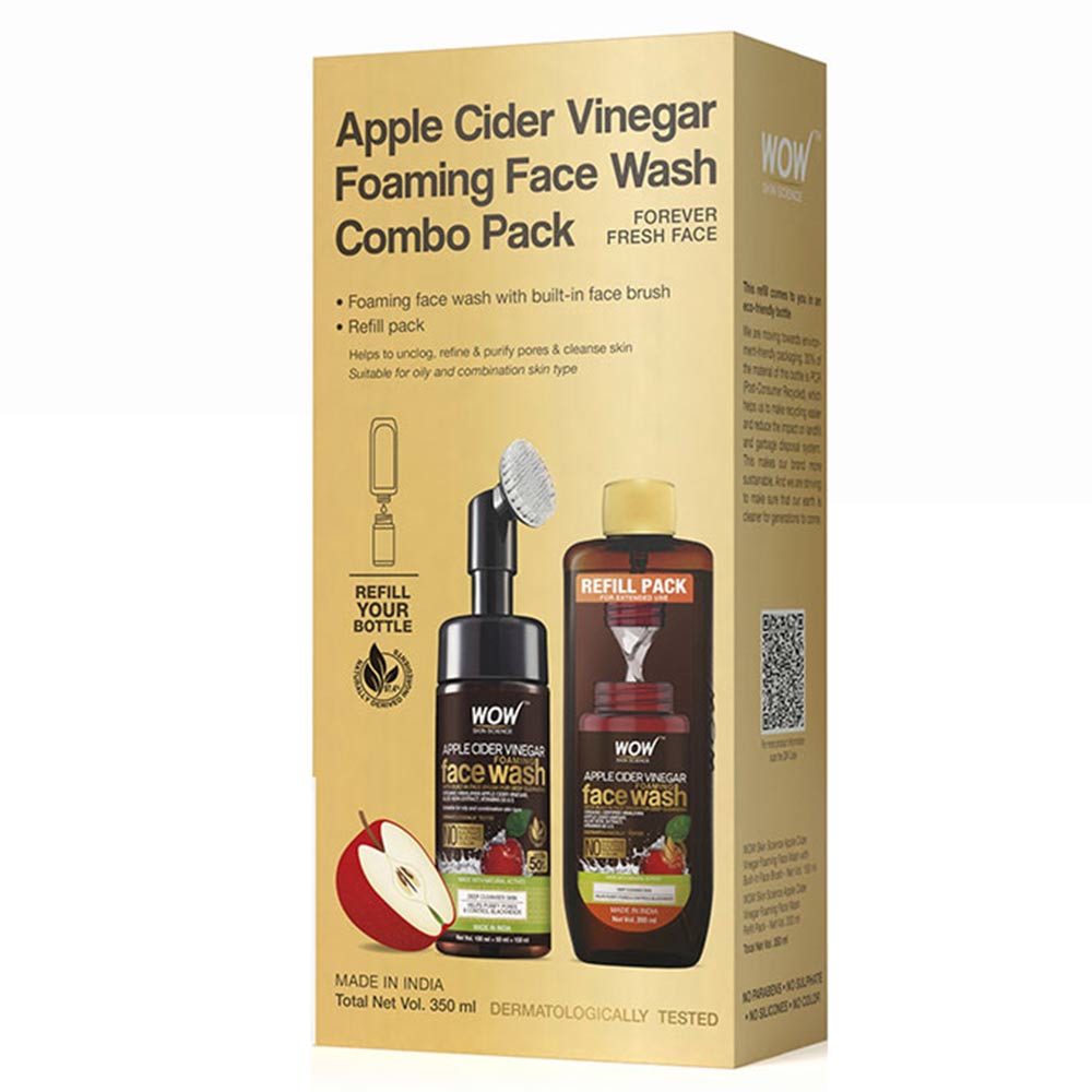 1 - WOW Skin Science Apple Cider Vinegar Foaming Face Wash Combo,  2 Piece(s)/Pack  for Oily Skin Type 