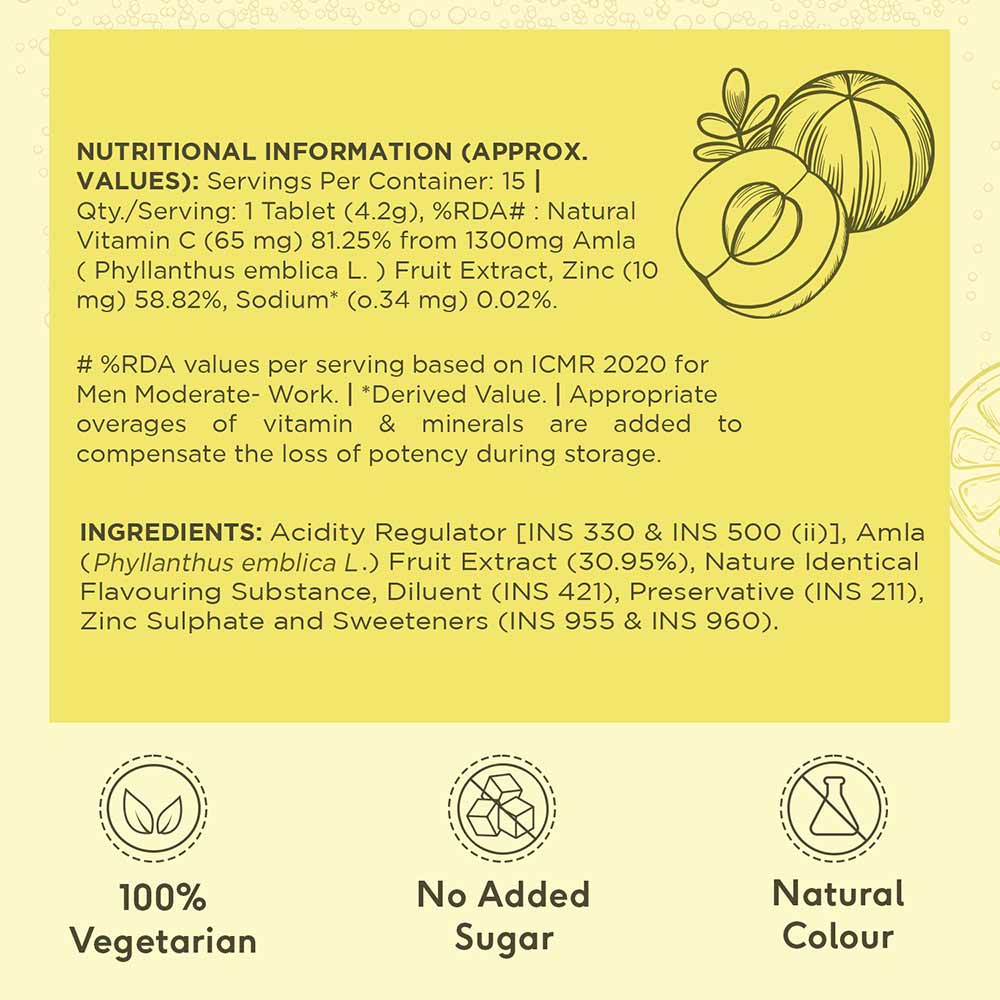 7 - HK Vitals Natural Vitamin C 1300mg Amla Effervescent by HealthKart,  15 tablet(s)  Masala Lemonade