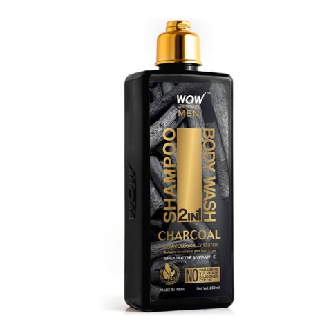 1 - WOW Skin Science Charcoal 2-in-1 Shampoo + Body Wash,  250 ml  with Shea Butter & Vitamin E 